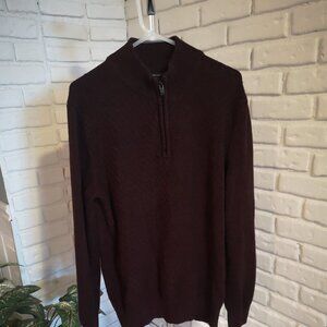 Calvin Klein Men's 1/4 Zip Regular Fit Burgundy Sweater